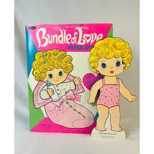 Vtg 1969 Bundle of Love Paper Doll Set Uneeda Doll Girl Baby Whitman Book